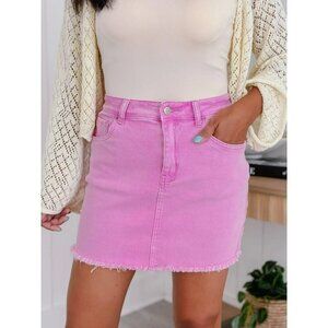 It's About Time Colored Denim Mini Skirt in Mauve